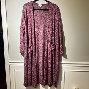 LulaRoe Long Kimono Heathered Maroon color Size Large